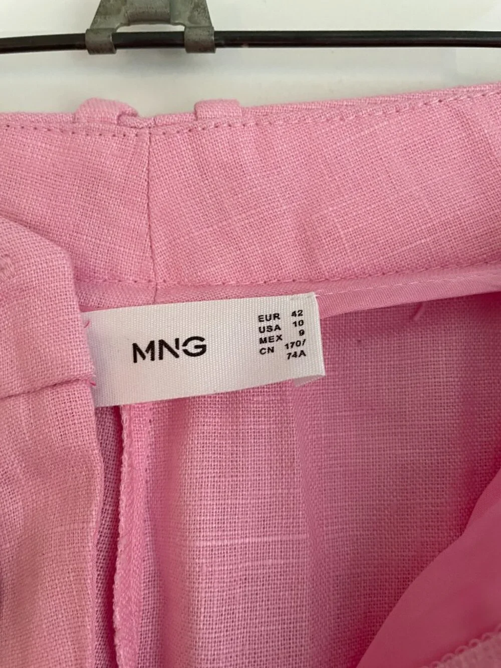 Mango Pink Linen Ankle Length Trouser — Size Large